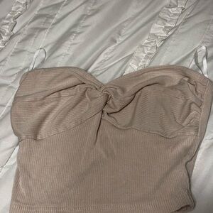 Beige Strapless Knotted Top